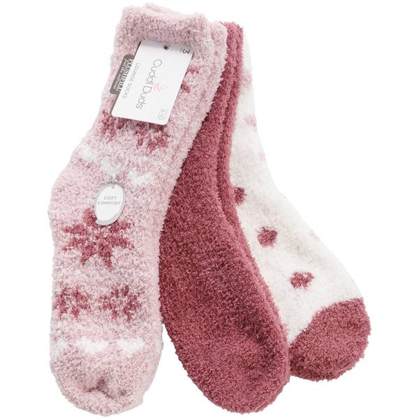 Womens Cuddl Duds(R) 3Pk Nordic Dots Cozies Socks - image 
