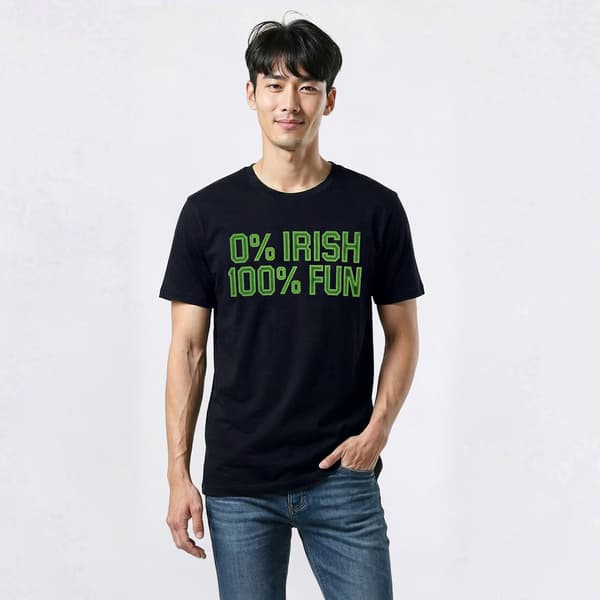 Young Mens 0% Irish 100% Fun Short Sleeve Tee - Black