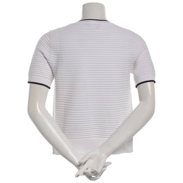 Womens Nautica Short Sleeve Horizontal Ribbed Tipped Sweater
