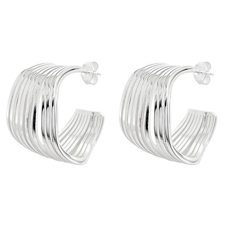 Marsala Fine Silver Plated Wavy Hoop Earrings