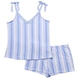 Womens Laura Ashley&#40;R&#41; Knit Gauze Stripe Tank & Short Pajama Set