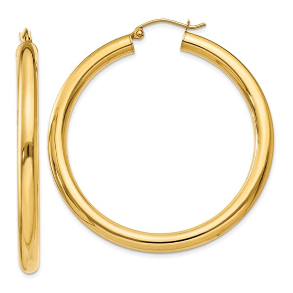 Gold Classics&#40;tm&#41; 14kt. Glossy Gold 4mm Thick Hoop Earrings - image 