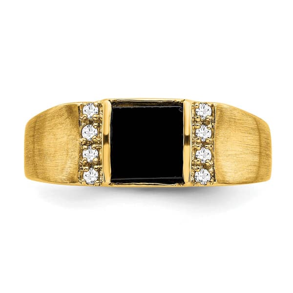 Mens Pure Fire 14kt. Yellow Gold Square Onyx Ring