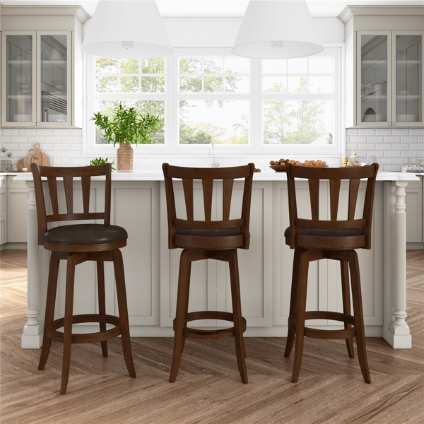 HH2 Home Presque Isle Cherry Wood Bar Height Swivel Stool