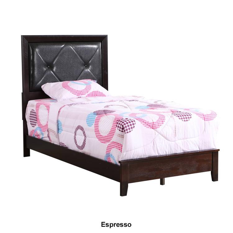 Passion Furniture Primo Tufted Upholstered Panel Bed Frame - Twin