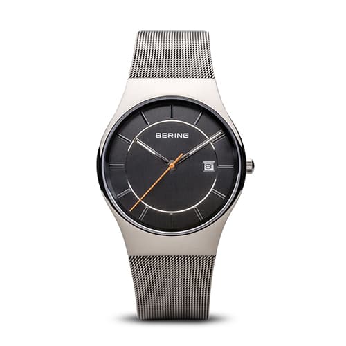 Mens BERING Dark Stainless Steel Watch - 11938-007 - image 