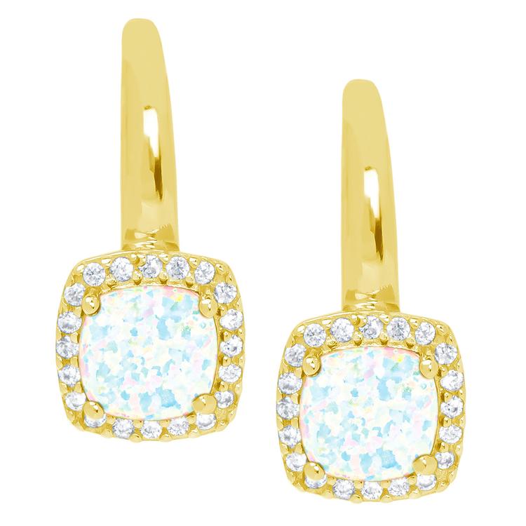 Gianni Argento Lab Opal Cushion Leverback Earrings