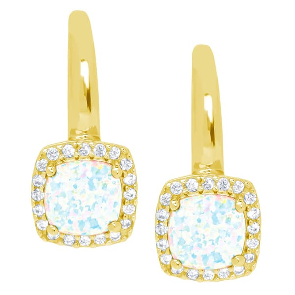 Gianni Argento Lab Opal Cushion Leverback Earrings - image 