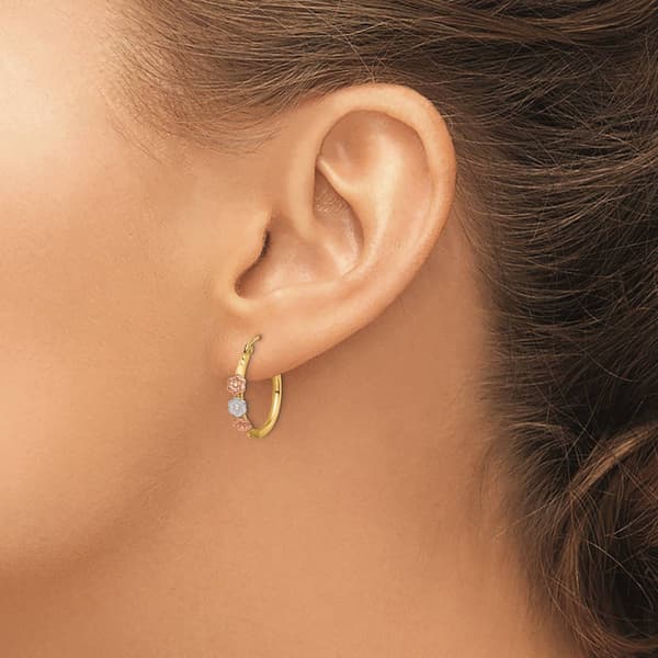 Womens Gold Classics&#8482; 14k Tri-Color Flower Hoop Earrings