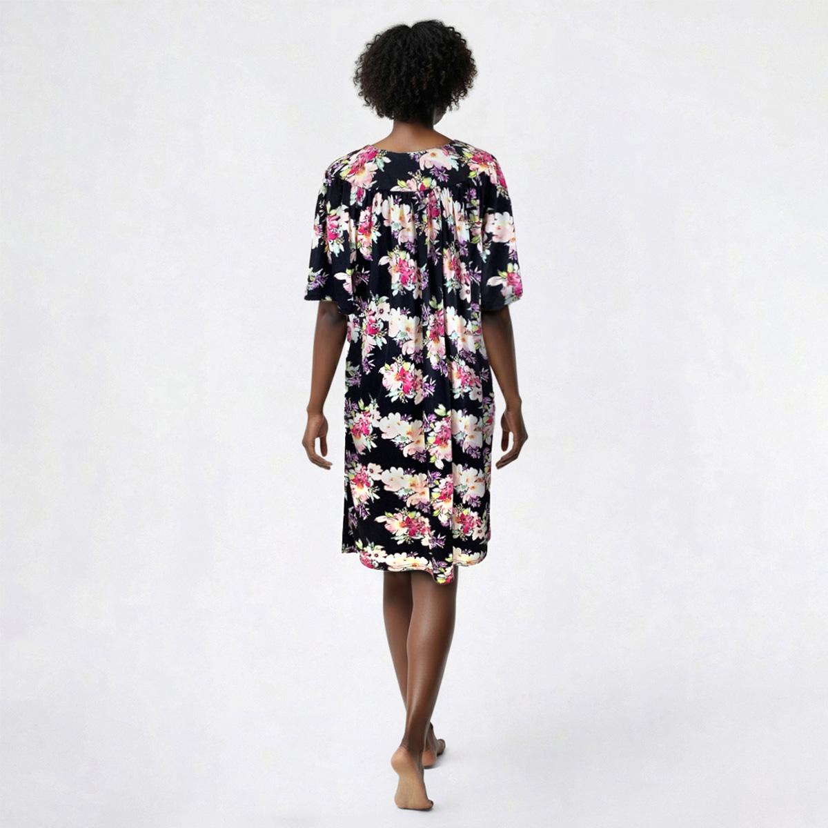Womens Casual Time Short Sleeve Floral Poly Nightgown