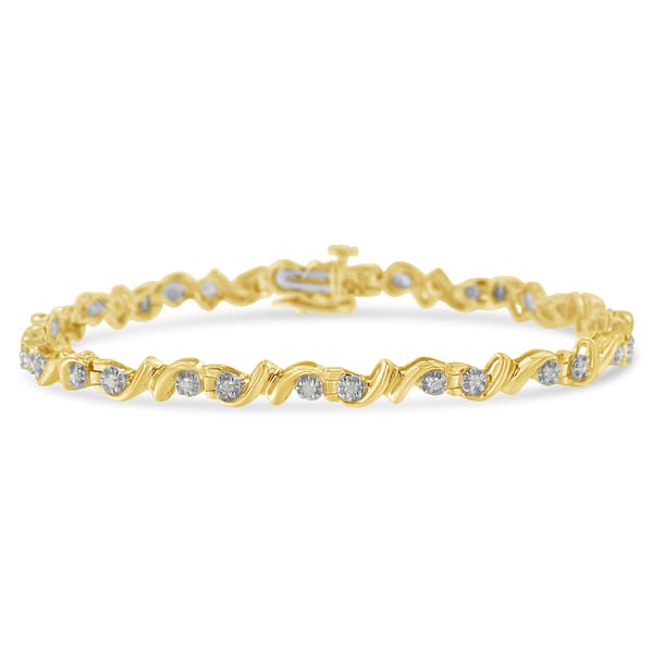 Diamond Classics&#40;tm&#41; 1/2 ct. Yellow Plated Tennis Bracelet - image 