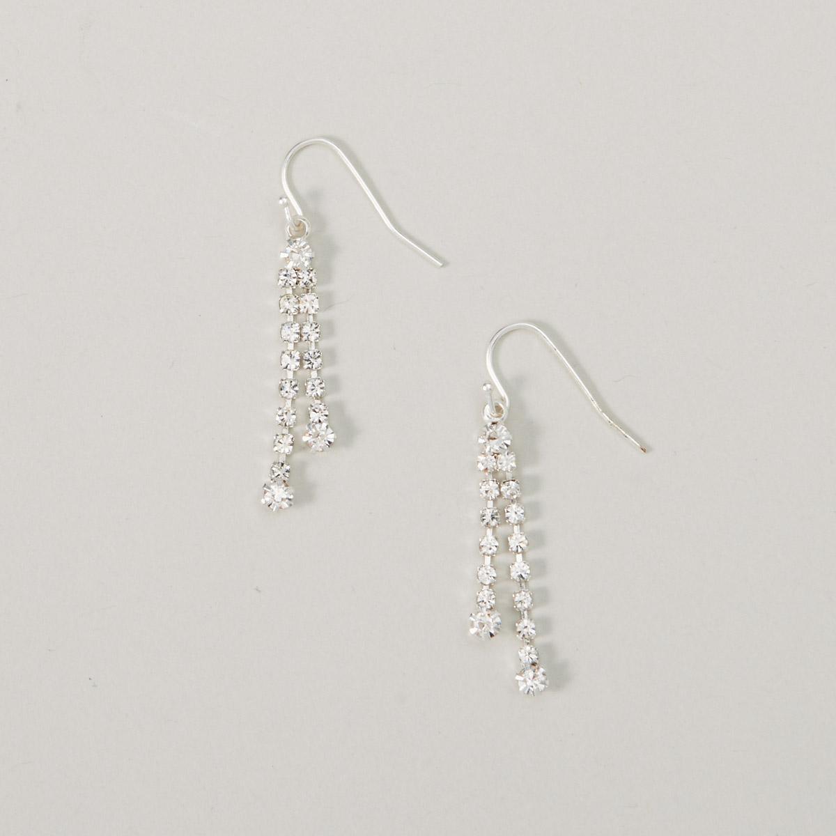 Rosa Rhinestones Rows of Rhinestone Dangle Earrings