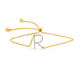 Nova Star&#40;R&#41; Lab Grown Diamond Initial R Gold Plated Bolo Bracelet