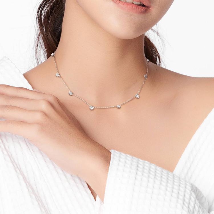 Sterling Silver 2 1/4ctw. Dew Moissanite Station Necklace