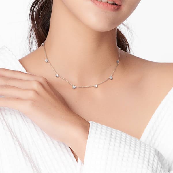 Sterling Silver 2 1/4ctw. Dew Moissanite Station Necklace