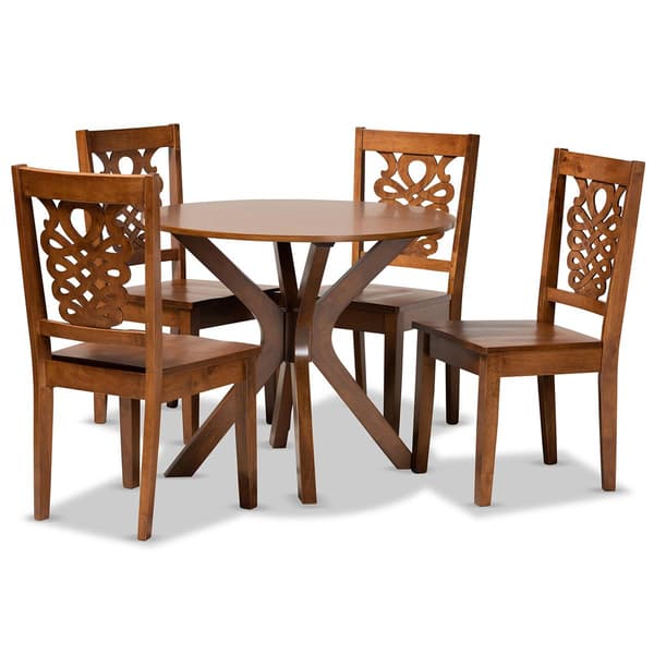 Baxton Studio Liese Walnut Brown Finished Wood 5pc. Dining Set