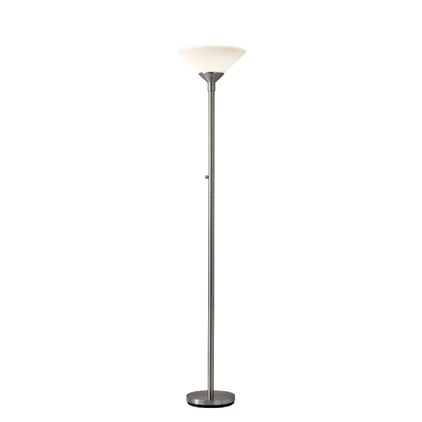 HomeRoots 73 Silver Torchiere Floor Lamp With White Acrylic Con - image 