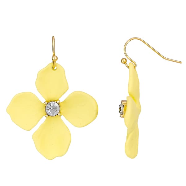 Ashley Cooper(tm) Gold-Tone Yellow Flower Drop Earrings - image 