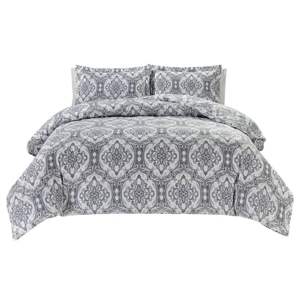 Bibb Home 1800 Series Damask 3pc. Duvet Cover Set