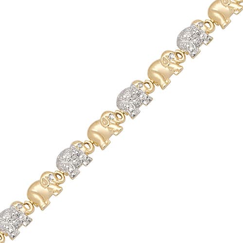 Accents Gold Plated & Diamond Accent Elephant Link Bracelet - image 