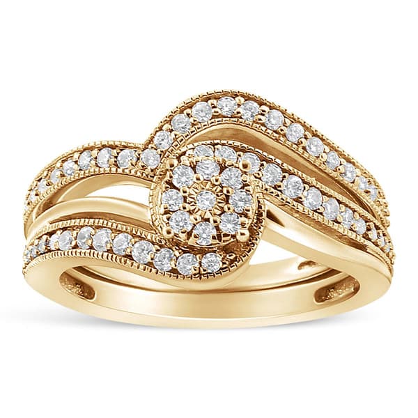 Haus of Brilliance Gold over Silver 1/3ctw. Diamond Bridal Set - image 