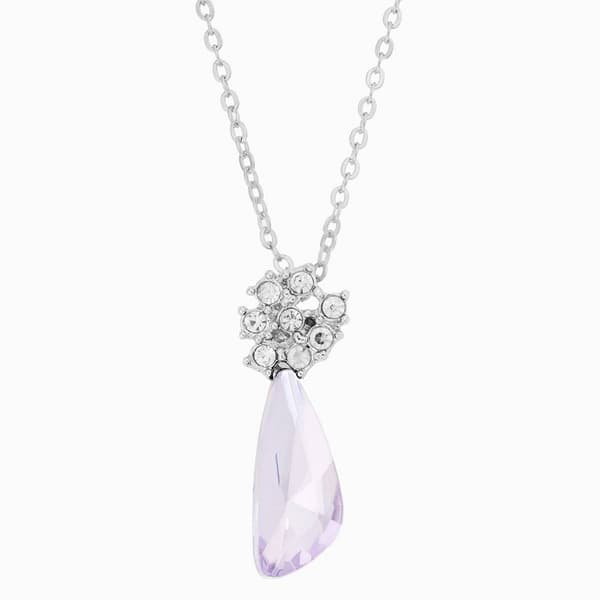 Athra Silver Plated & Violet Crystal Pendant Necklace - image 