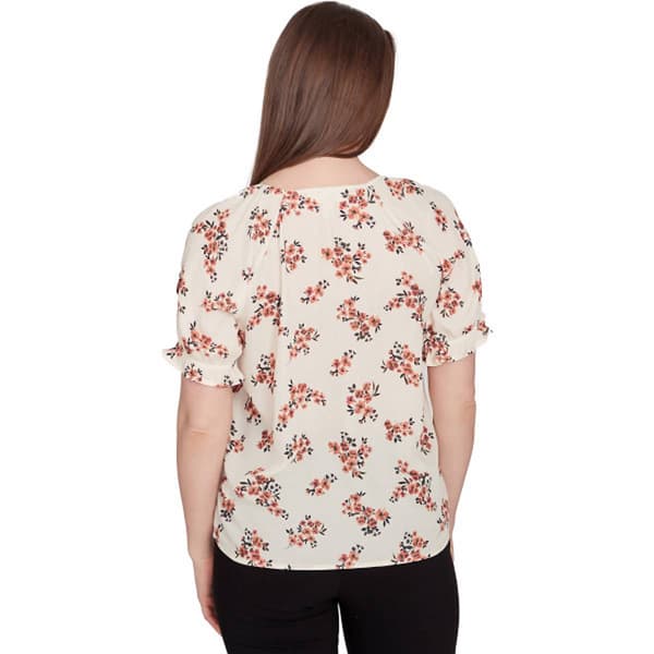 Plus Size Emaline Limon Small Florals Short Sleeve Button Blouse