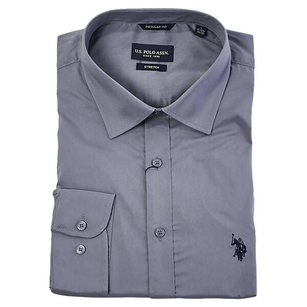 Mens U.S. Polo Assn. Regular Fit Dress Shirt - Frost Grey - image 