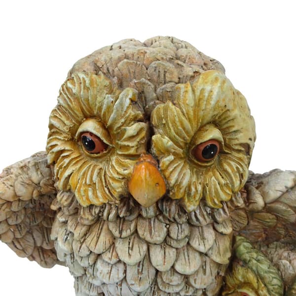 Alpine Owl Mom Wing Protecting Baby Owlets Statuary