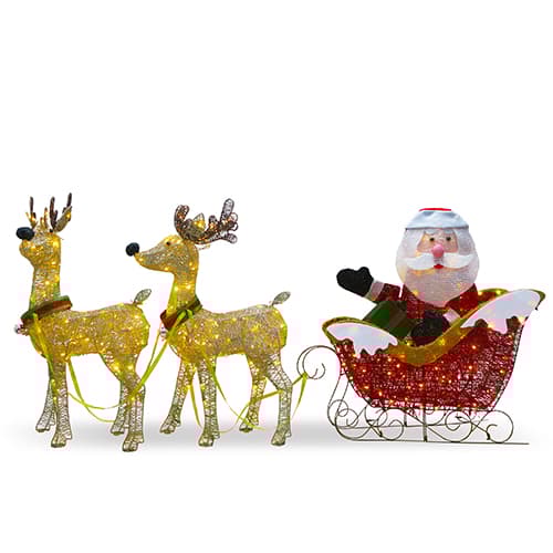 National Tree 34in. Santa and Reindeer with Clear Lights - image 