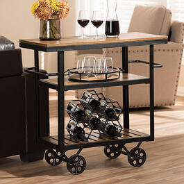 Baxton Studio Kennedy Rustic Mobile Serving Cart