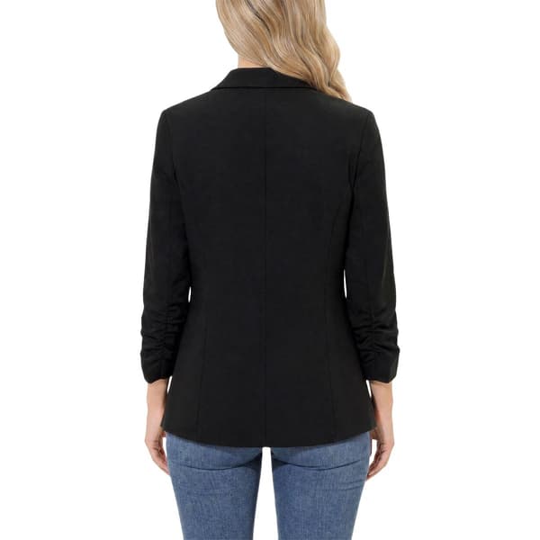 Womens NY Collection Long Ruch Sleeve Solid Crepe Blazer