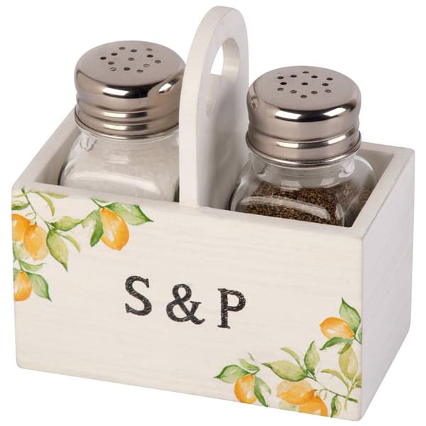 Home Essentials Lemons Salt & Pepper Shakers w/ Caddy