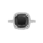 Gemminded Sterling 10mm Cushion Onyx & White Topaz Ring - image 4