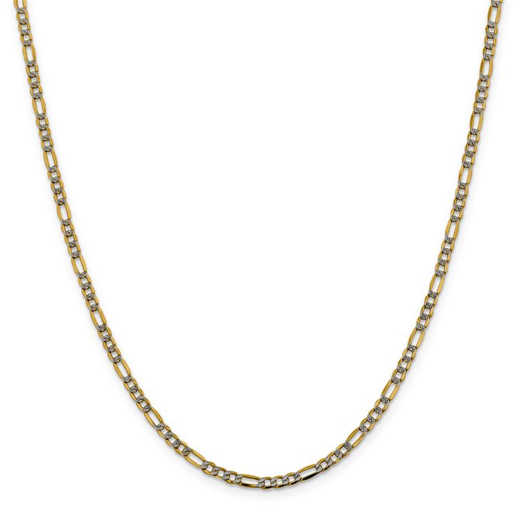 Gold Classics(tm) 3.2mm. 14k Semi Solid Pave Figaro Necklace