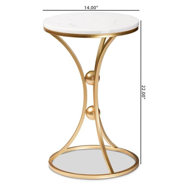 Baxton Studio Tarmon Gold Metal End Table w/ Marble Tabletop