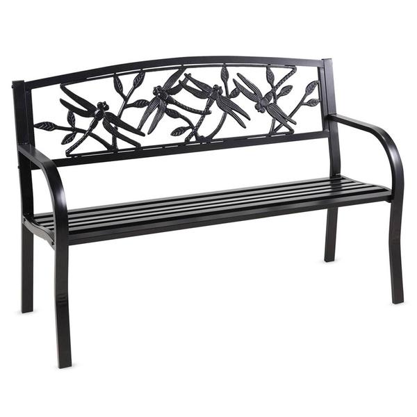 Evergreen Dragonfly Metal Garden Bench