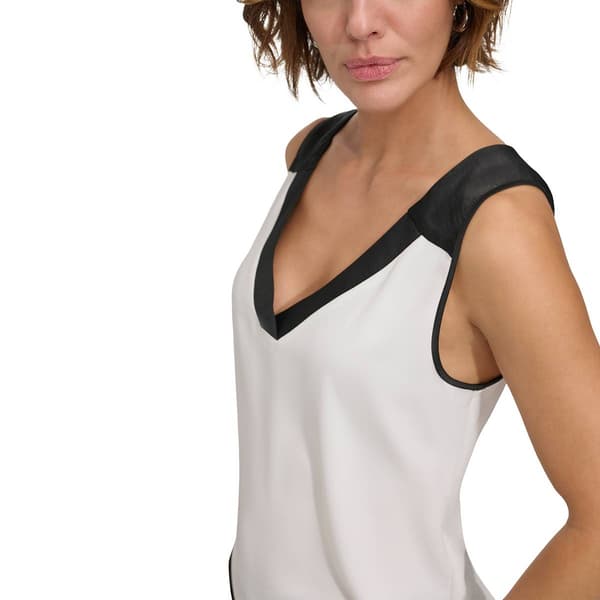 Womens DKNY Sleeveless Color Block Blouse