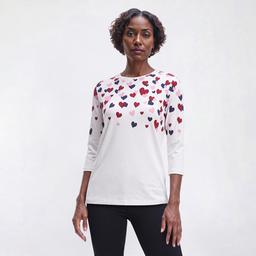 Petites Hasting & Smith 3/4 Sleeve Tossed Heart Bodice Tee
