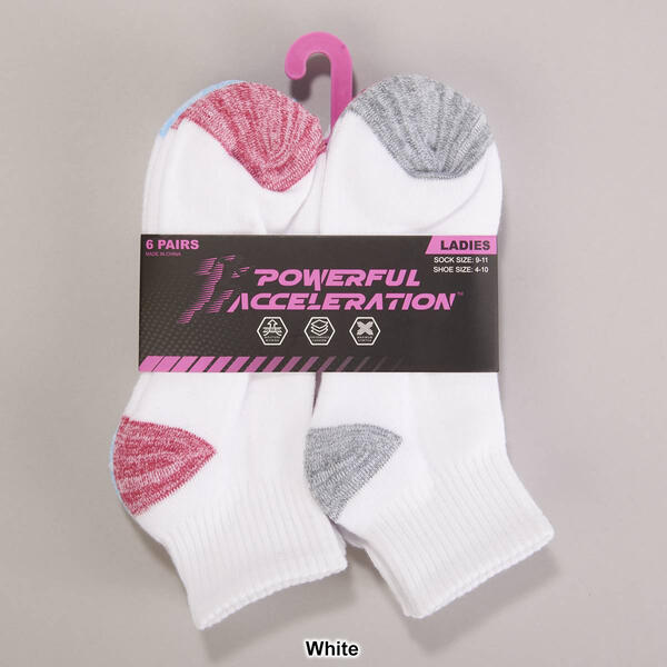 Womens Powerful Acceleration 6pk. Half Cushion Quarter Socks