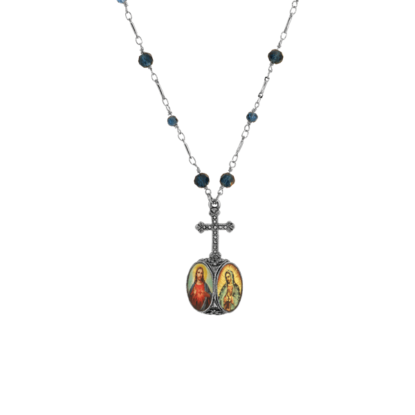 Symbols of Faith 2-Sided Jesus Decal Pendant Chain Necklace - image 
