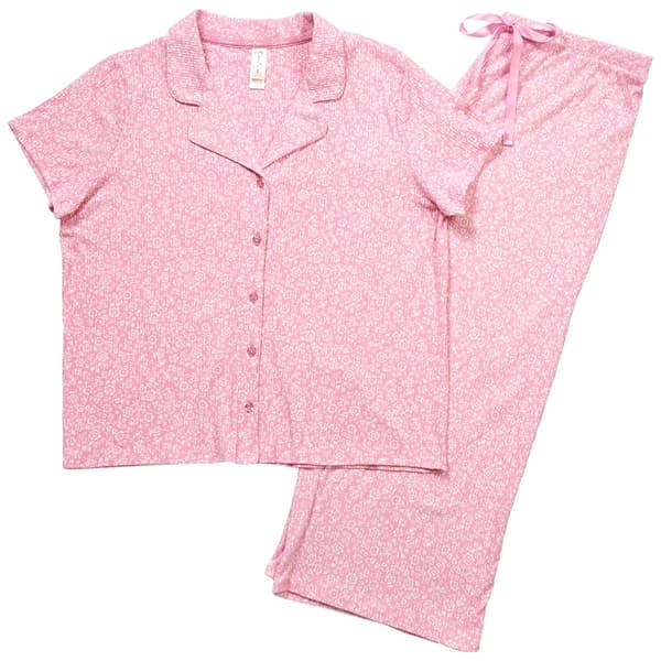 Womens Jessica Simpson Short Sleeve Floral Capri Pajama Set