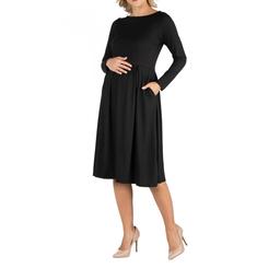 Plus Size 24/7 Comfort Apparel Fit & Flare Maternity Midi Dress