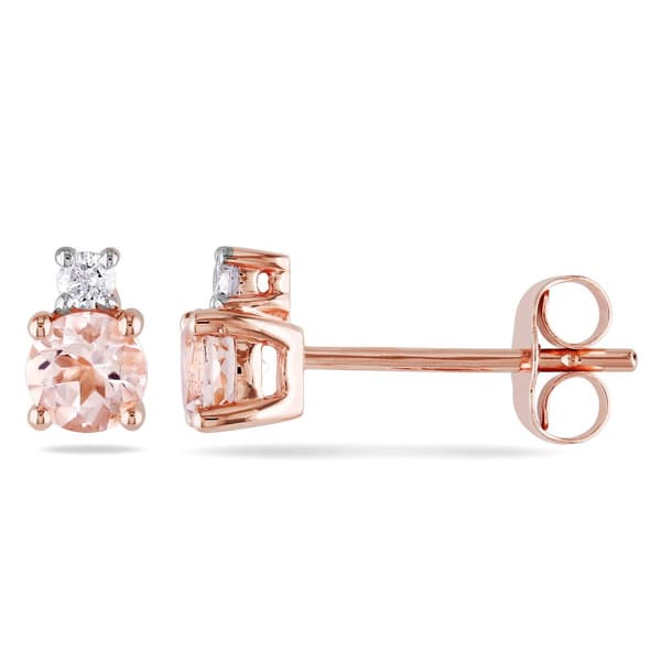 Gemstone Classics&#40;tm&#41; 10kt. Rose Gold Morganite Stud Earrings - image 