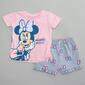 Baby Girl &#40;12-24M&#41; Disney Minnie Top & Stripe Bow Shorts Set - image 1