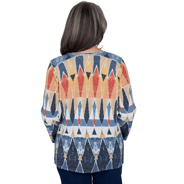 Womens Alfred Dunner Tuscany Diamond Geometric Blouse