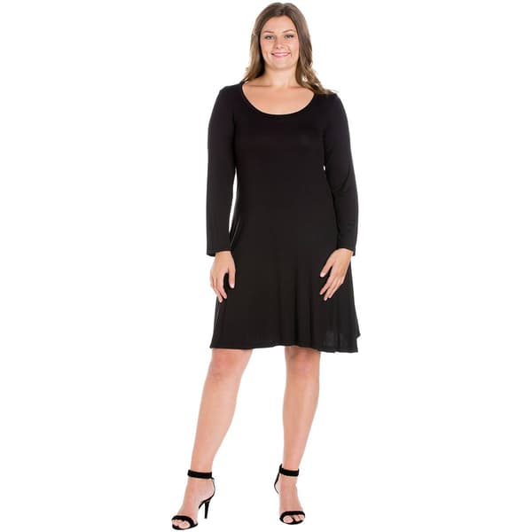 Plus Size 24/7 Comfort Apparel Classic Flared A-Line Dress - image 