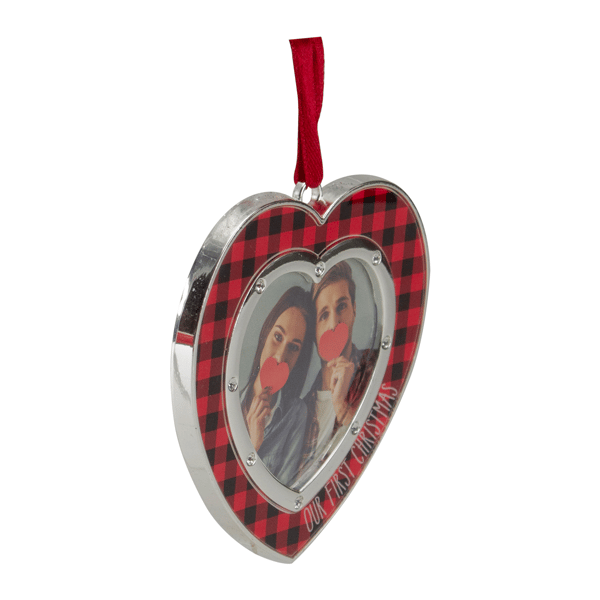 Northlight Buffalo Plaid Heart Picture Frame Christmas Ornament