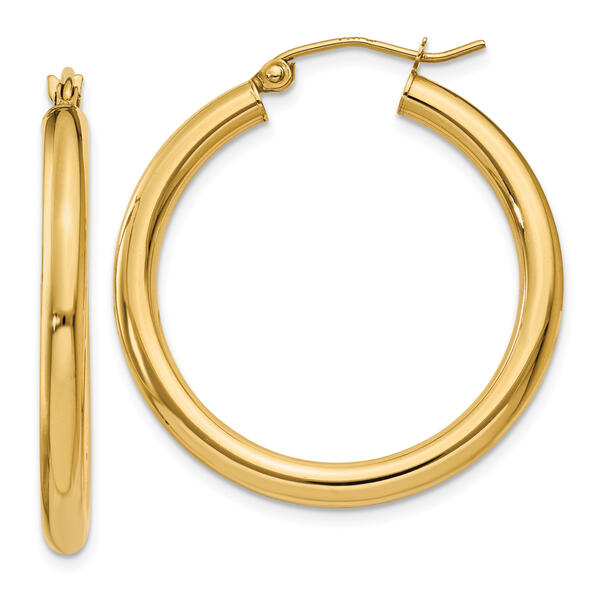 Gold Classics&#40;tm&#41; 14kt. Polished Gold 30mm Hoop Earrings - image 