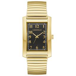 Mens Caravelle Classic Gold Tone Black Dial Watch - 44A122